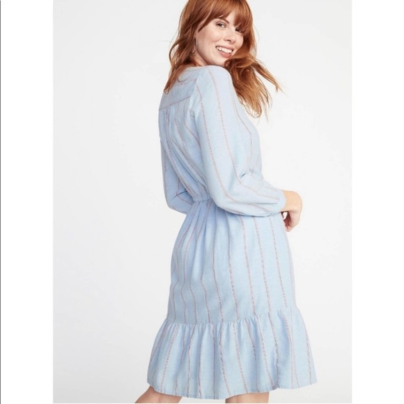 NWT Old Navy Blue Stripe Button Down Dress - Picture 3 of 12